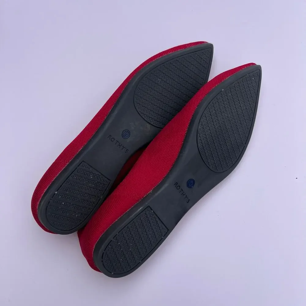 Red Rothy’s Pointed Toe Flats Knit Slip On Shoes Women’s 9.5 - Picture 5 of 6